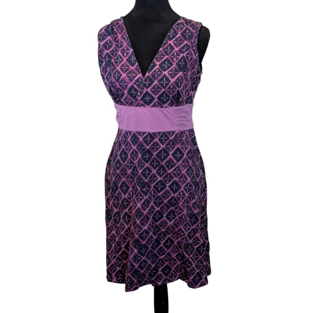 Patagonia Amber Dawn Organic Cotton Geometric Diamond Midi Dress Pink, Medium